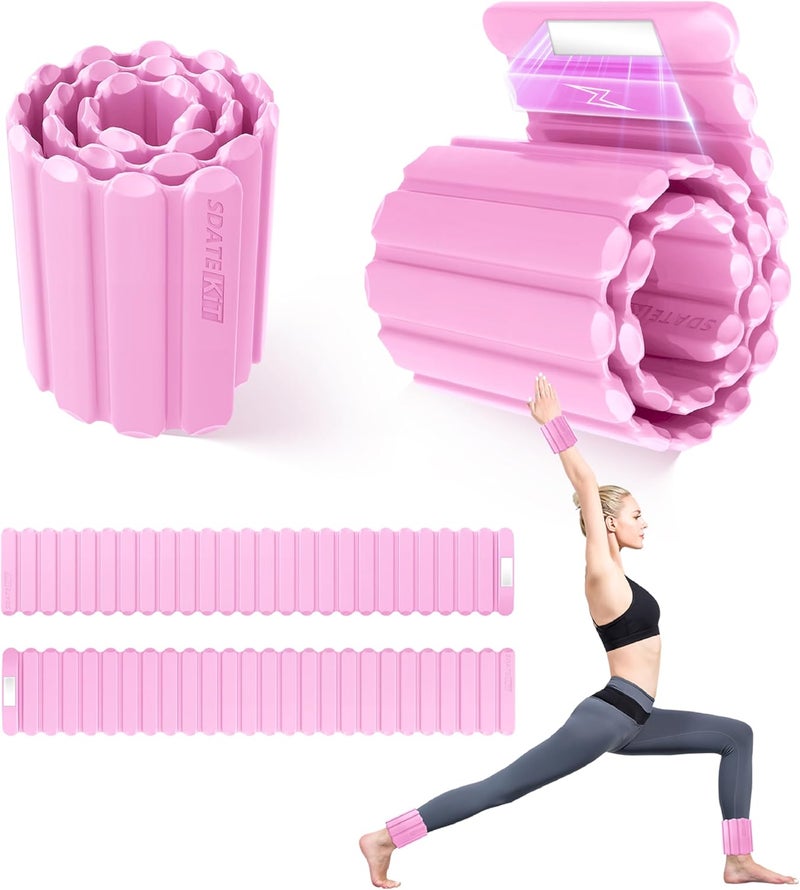 SDATEKIT Wrist and Ankle Weights for Women & Men 2 Pack (1lb Each), Adjustable Silicone Weighted Bracelet for Pilates, Gym, Yoga, Cardio & Strength Training, Bala-Style Bangles Slip-Free Design - Image 1